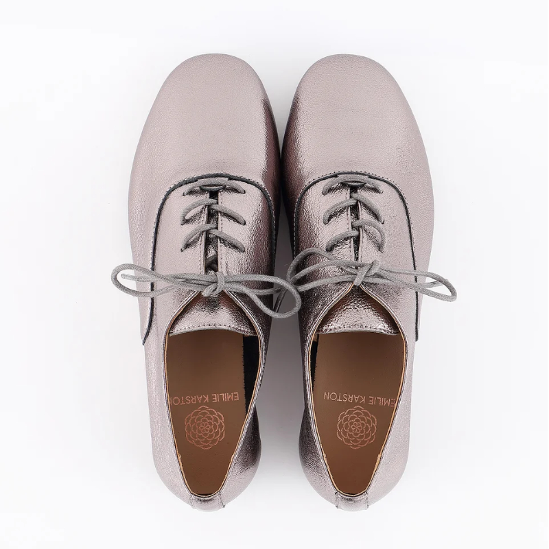 Derbies aus Leder im Richelieu-Stil - Plum