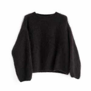 Flauschiger Mohairpulli  - Farbe choco
