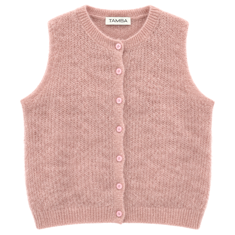 Gerippter Pullunder mit Mohair, rosé