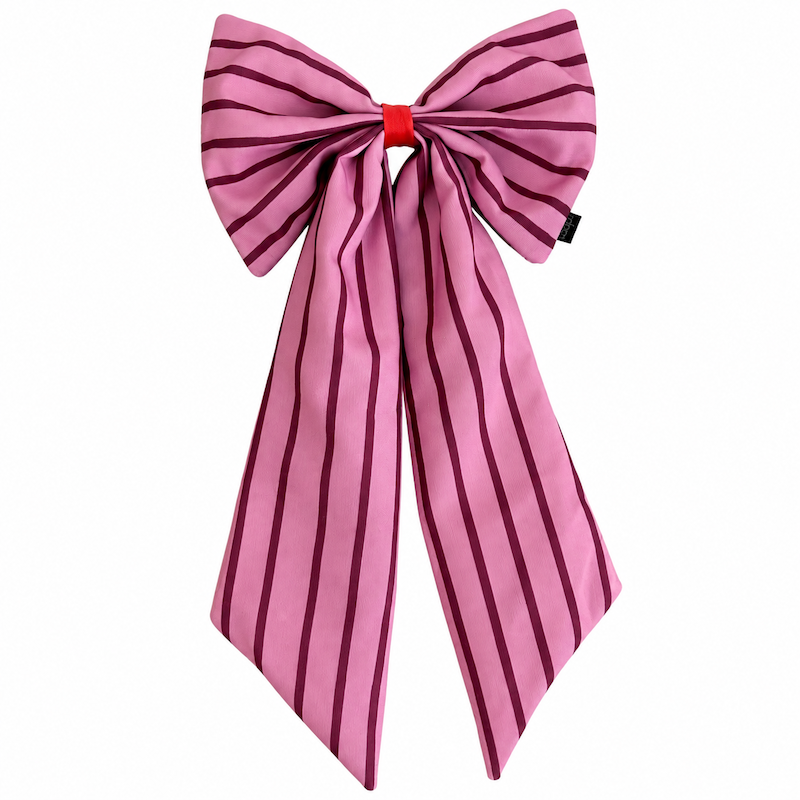 Schleife rosa/plum schmal gestreift