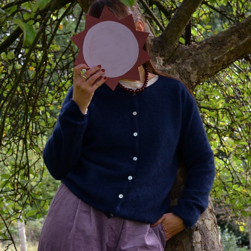 Cardigan mit Cashmere und Seide, Farbe Navy