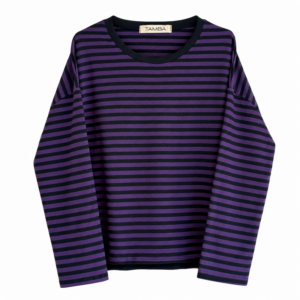 Langarm-Ringelshirt, Farbe dark blue/plum