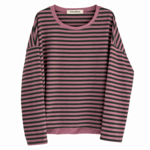Langarm-Ringelshirt, Farbe baby old rose/oliv