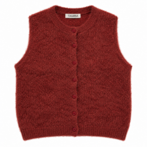 Gerippter Pullunder mit Mohair, kastanie