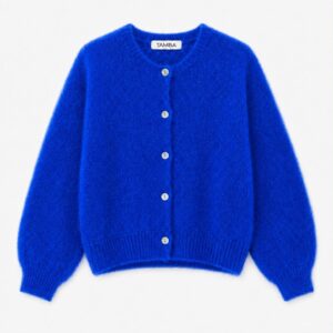 Flauschige Mohair Strickjacke, Farbe kobalt