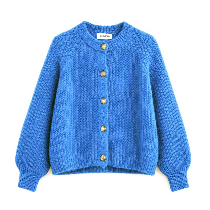 Mohair Strickjacke, Farbe türkisblau