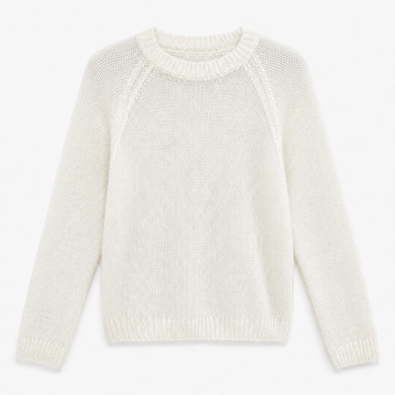 Dünner Pulli aus Mohair - Farbe wool white