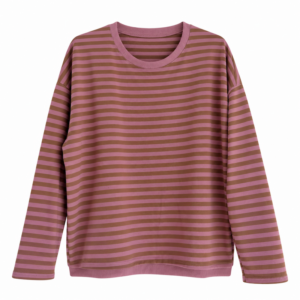 Langarm-Ringelshirt, Farbe rosé/camel