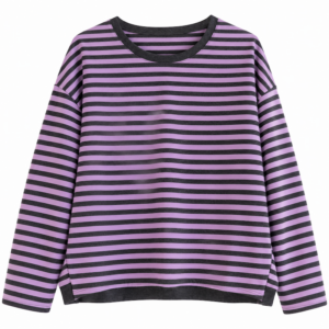 Langarm-Ringelshirt, Farbe lavender/grey
