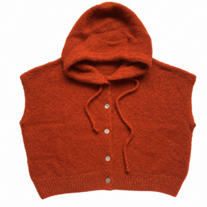 Kurzarm-Hoodie aus Mohair-Mix, Farbe pumpkin
