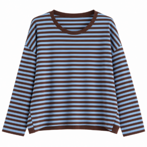 Langarm-Ringelshirt, Farbe brown/light blue