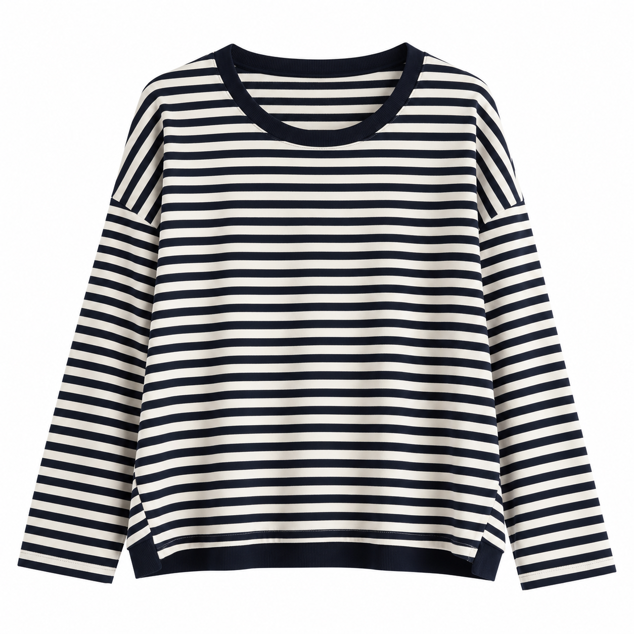 Langarm-Ringelshirt, Farbe navy/white