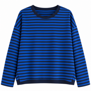 Langarm-Ringelshirt, Farbe navy/electric blue