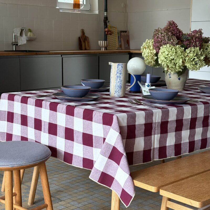 Tischdecke bordeaux/weiss kariert – Rasmussons
