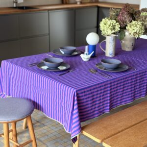 Tischdecke kobalt/lila gestreift