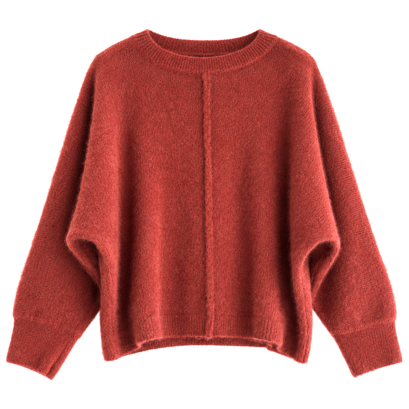 Flauschiger Mohairpulli - Farbe rust