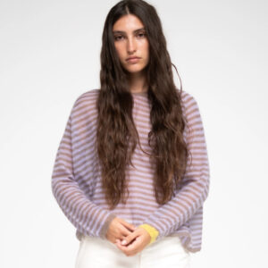 RIngelstrickpulli mit Mohair, Farbe cappuccino/lavendel