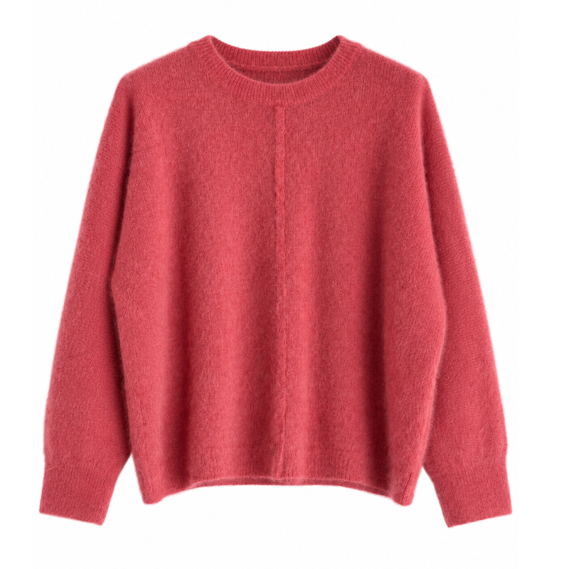 Flauschiger Mohairpulli - Farbe marsala