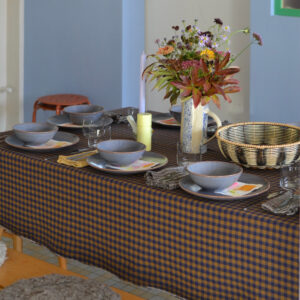 Tischdecke brwon/blue checked double side